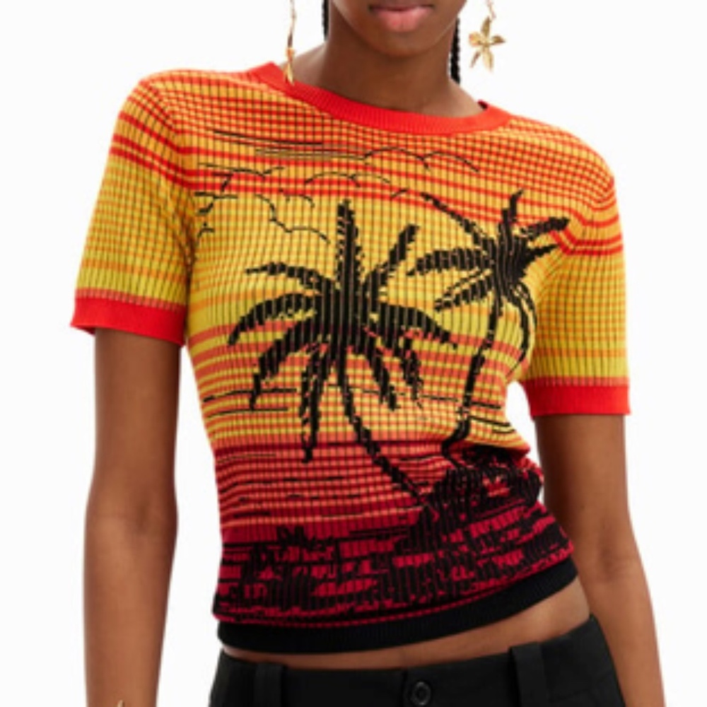 Desigual Knit Palm Tree T-shirt